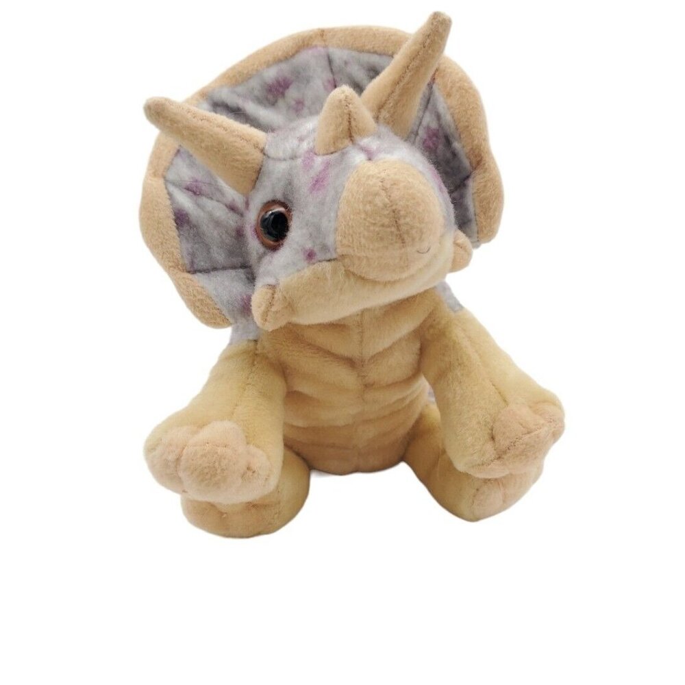 Wild Republic Triceratops Dinosaur Stuffed Animal Plush‎ Soft Toy 7" Gray Tan